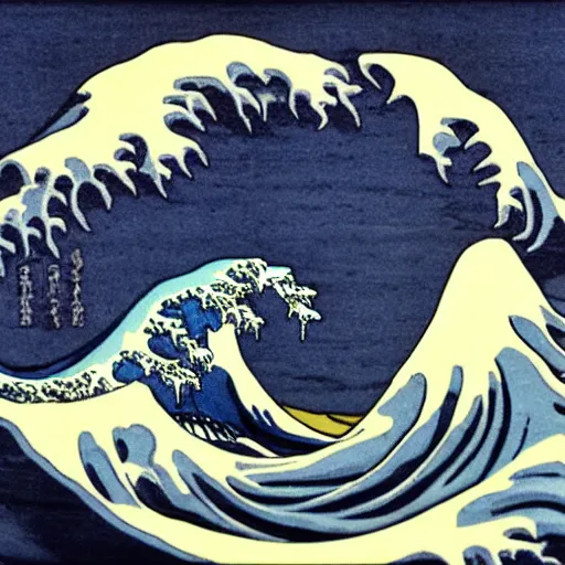 Image similar to a photo of a marble sculpture of The Great Wave off Kanagawa