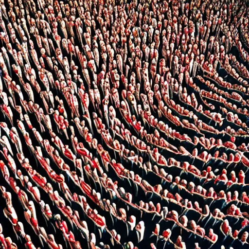 Image similar to hyperrealistic photography of highly detailed where's wally? by caravaggio and martin handford wiew from above