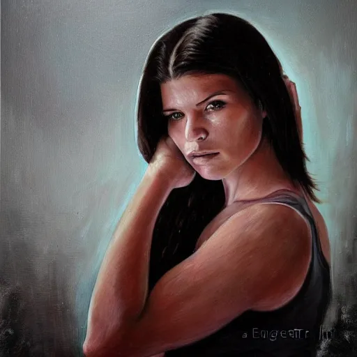 Image similar to a beautiful somber doomed portrait of Marie Avgeropoulos , painting by Alan Linnstaedt