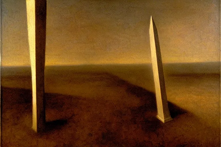 Image similar to the white obelisk the serpent and the black obelisk, oil on canvas, high detail, by odd nerdrum