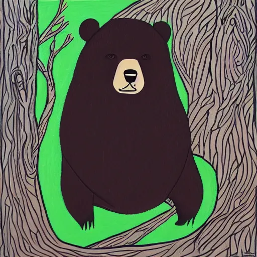 Image similar to bear in the forest, high quality art in the style of HAIDA,