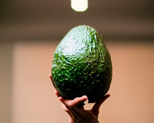 Image similar to 8 5 mm photography of elon musk!! dressed as an avocado!! dof and bokeh