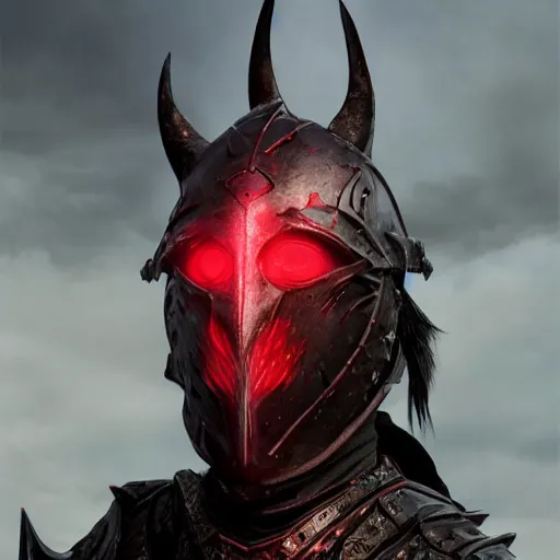 Image similar to hyperrealistic mixed media image of black red daedra armor from skyrim, stunning 3 d render inspired art by greg rutkowski and xiang duan and thomas eakes, perfect facial symmetry, flesh texture, realistic, highly detailed attributes and atmosphere, dim volumetric cinematic lighting, 8 k octane detailed render, post - processing, masterpiece,