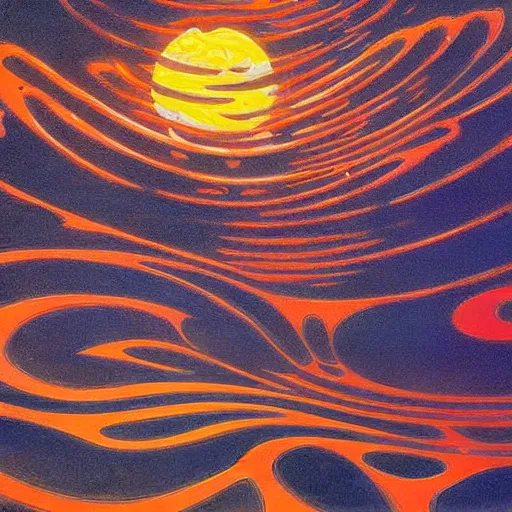 Image similar to ripples in spacetime by Lucien Clergue and Robert mccall and greg rutkowski