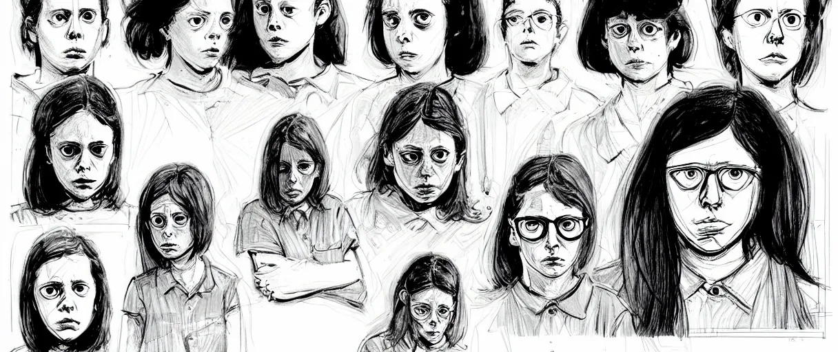 Prompt: character study of female todd solondz | vivid colors : storyboard, dramatic and emotional, concept design, realistic. by gabriel hardman, joe alves, j. todd anderson, chris bonura. cinematic atmosphere, detailed and intricate, perfect anatomy