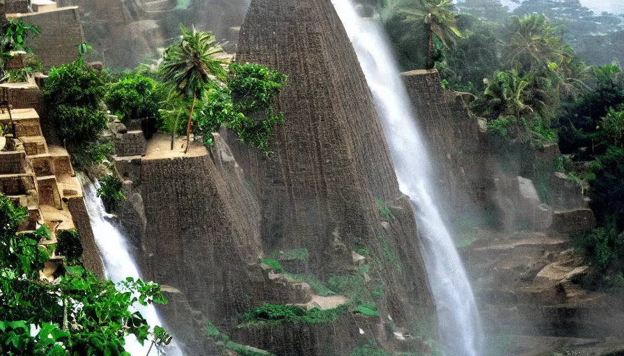 Image similar to waterfalls are flowing down the pyramids, archive photo, paradise