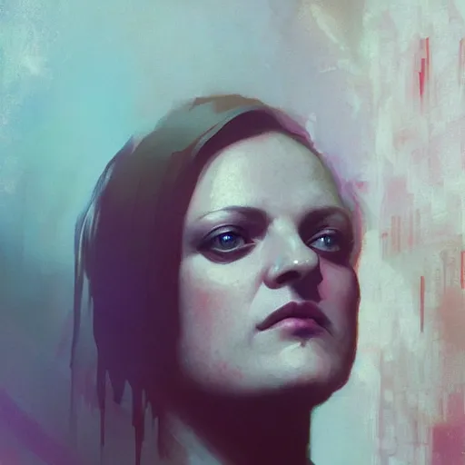 Image similar to elisabeth moss, hyperrealistic portrait, bladerunner street, art of elysium by jeremy mann and alphonse mucha, fantasy art, photo realistic, dynamic lighting, artstation, poster, volumetric lighting, very detailed face, 4 k, award winning