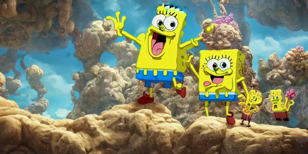 Image similar to very buff and muscly spongebob, realistic 4 k octane beautifully detailed render, 4 k post - processing, highly detailed, intricate complexity, epic composition, magical atmosphere, cinematic lighting, masterpiece, ultra hd