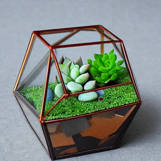 Image similar to geometric decorative terrarium cube for small succulent