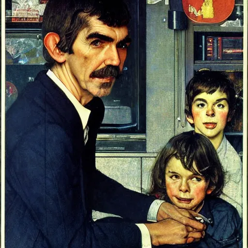 Prompt: portrait of George Harrison (1965), by Norman Rockwell