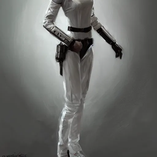 Prompt: portrait of a woman by greg rutkowski, jedi knight anya solo, black bob hair, tall and slender, star wars expanded universe, wearing white jumpsuit, she is about 2 0 years old, highly detailed portrait, digital painting, artstation, concept art, smooth, sharp foccus ilustration, artstation hq