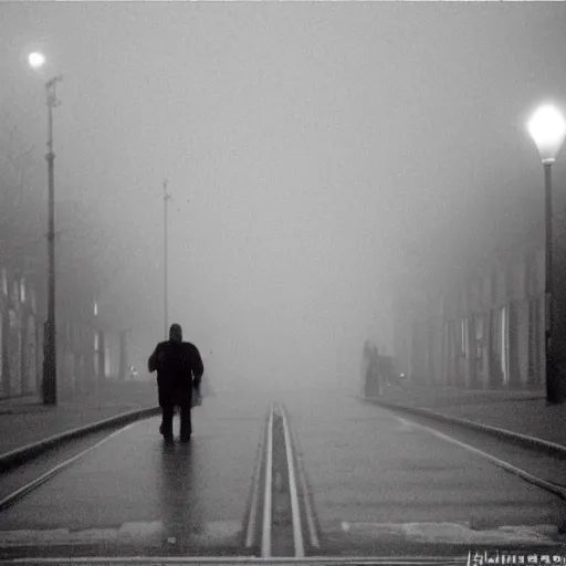 Prompt: !dream berlin streets 1991 at night, mist, cars , eerie atmosphere