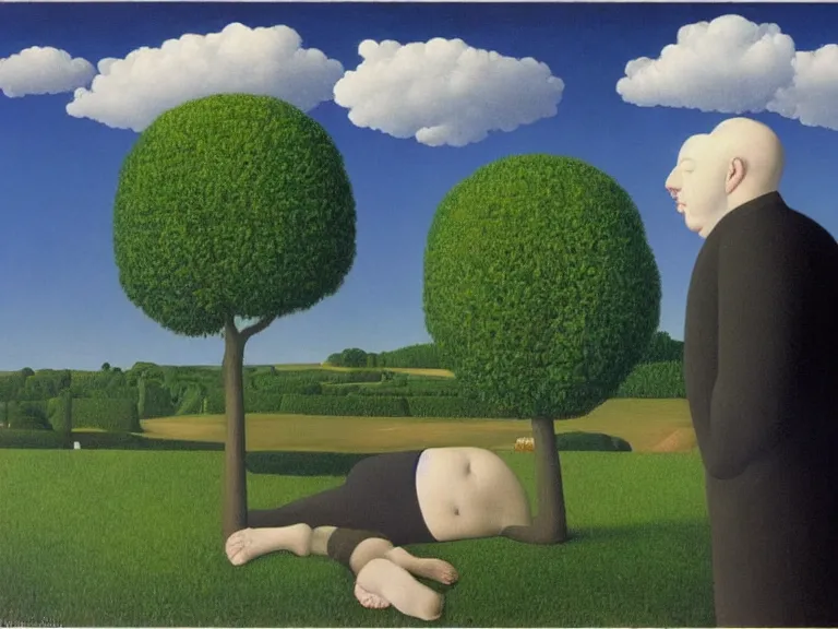 Image similar to life and death, painting by rene magritte, high detail, high resolution