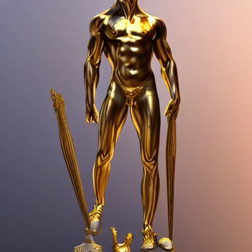 Image similar to Marble Statue of Hades, gold,hyper detailed, ultra realistic, character concept, full body, dynamic pose, 4k