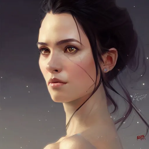 Prompt: gallent blackhaired girl portrait, sci-fi face, elegant, highly detailed, digital painting, artstation, concept art, smooth, sharp focus, illustration, art by artgerm and greg rutkowski and alphonse mucha