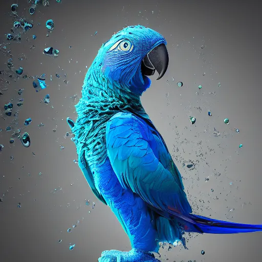 Image similar to fluids paint pouring forming blue parrot, intricate details, 16k, post processing, vivid colors, vray render