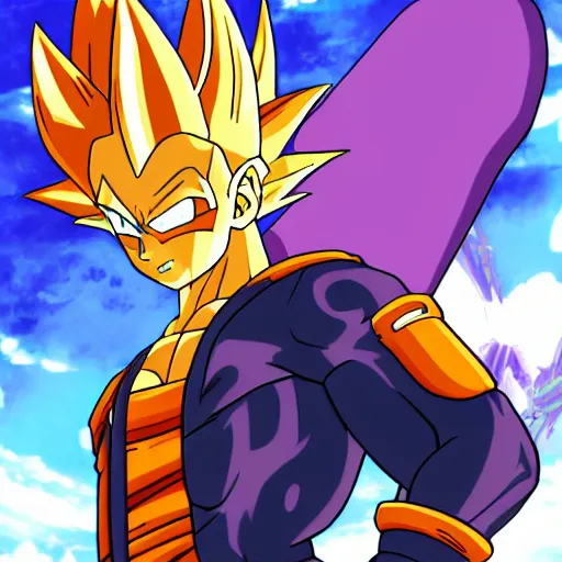 Image similar to beerus mixed with goku anime