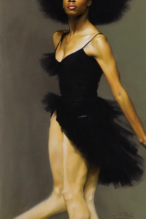 Prompt: portrait of a gorgeous graceful black prima ballerina, by donato giancola and berthold woltze.