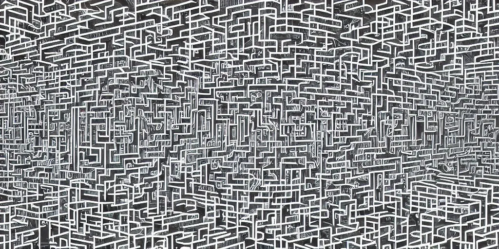 Prompt: First-person view of a maze made out of credit cards, illustraiton, editorial