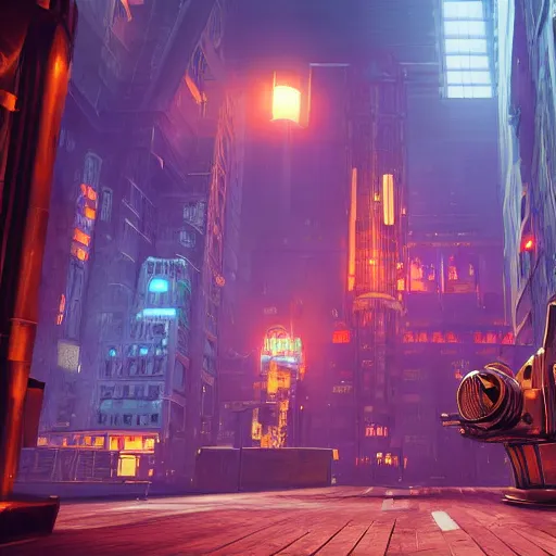 Prompt: Steampunk version of Monsters Inc in Night City Cyberpunk 2077, 8k, highly detailed city background with flying cars, hazy, tropical, partly sunny, ultra realistic, octane, ue5