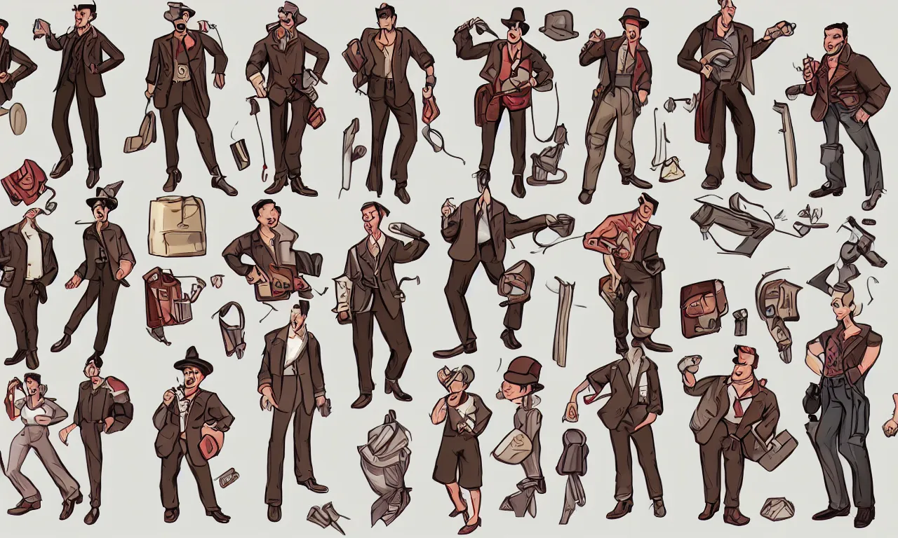 Prompt: game asset sheet, material study, 2 d sprite, 1 9 5 0 s style rockabilly characters flying kites