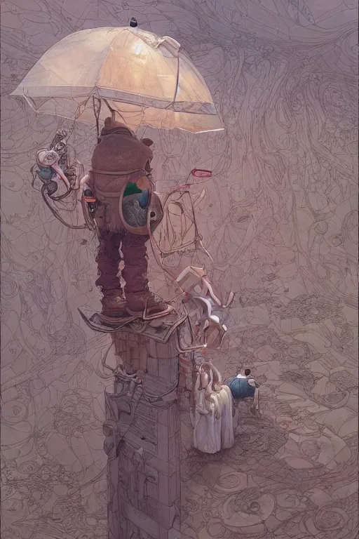 Image similar to the ego separates, by Moebius!!, by Mattias Adolfsson, ((by Mandy Jurgens)), oil on canvas