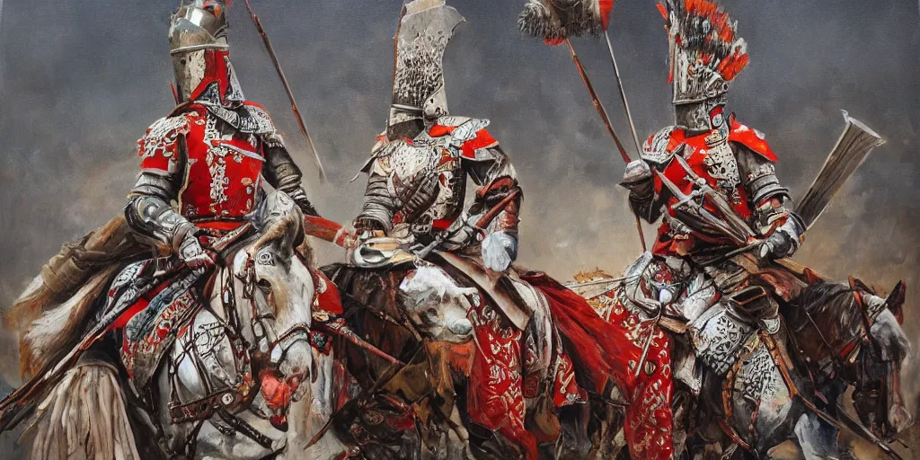 Image similar to painting of a balkan tatar knight, hyper detailed, oil on canvas