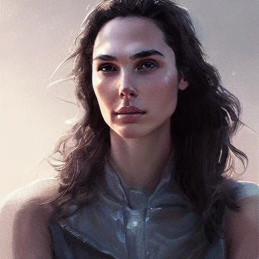 Image similar to “ portrait of gal gadot by greg rutkowski, young, attractive, highly detailed portrait, scifi, digital painting, artstation, concept art, smooth, sharp foccus ilustration, artstation hq ”