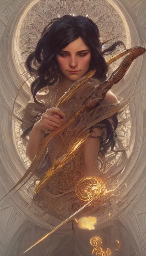 Image similar to magic wand, intricate, highly detailed, digital painting, artstation, concept art, weapon, sharp focus, illustration, Unreal Engine 5, 8K, art by artgerm and greg rutkowski and alphonse mucha