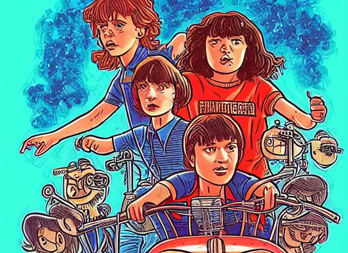 Image similar to stranger things 4, netflix, artwork by skottie young