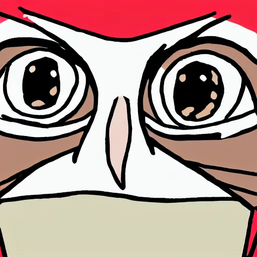 Image similar to bird stares with both eyes directly into camera, face on shot cartoon style