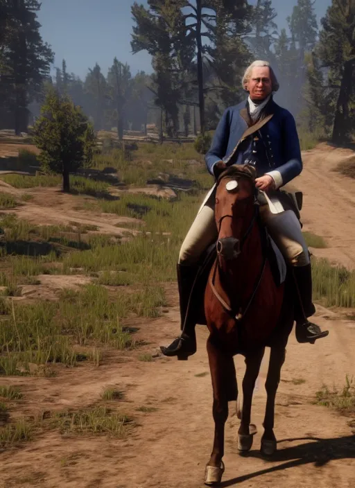 Image similar to film still of george washington in red dead redemption 2 ( 2 0 1 8 video game )