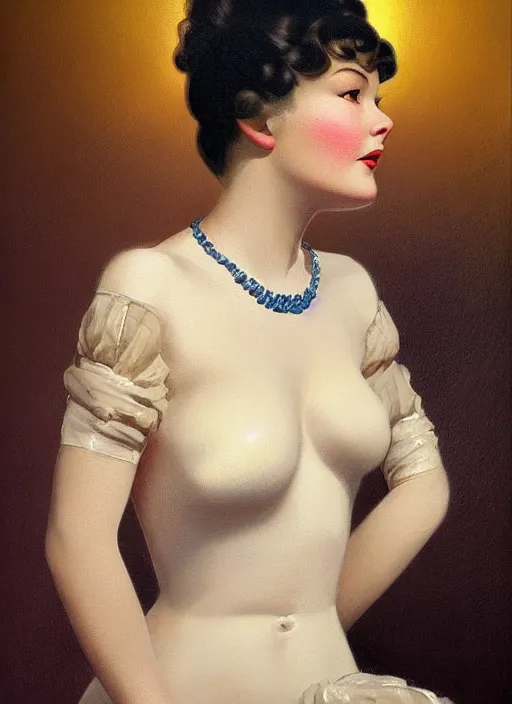 Prompt: portrait of young bjork. beautiful, pale. oil painting by gil elvgren, hugh ward, art frahm, hubbard sundblom, alberto vargas, fritz willis, beautiful woman, detailed matte painting, realistic portrait, symmetrical, bright colours, highly detailed, digital painting, artstation, concept art, smooth, sharp focus, illustration, cinematic lighting