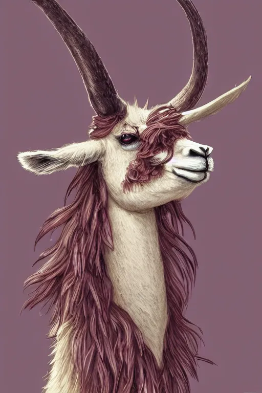 Image similar to Anthro Portrait of japanese llama, D&D, dark fantasy, anthro portrait, sakura blooming on background, intricate, elegant, llama portrait, highly detailed, digital painting, artstation, concept art, smooth, sharp focus, llama, illustration, art by artgerm and greg rutkowski and alphonse mucha, daily deviation, very very llama