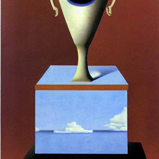 Prompt: a memory machine. rene magritte.