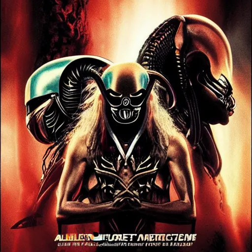 Image similar to alien vs. predator movie poster.