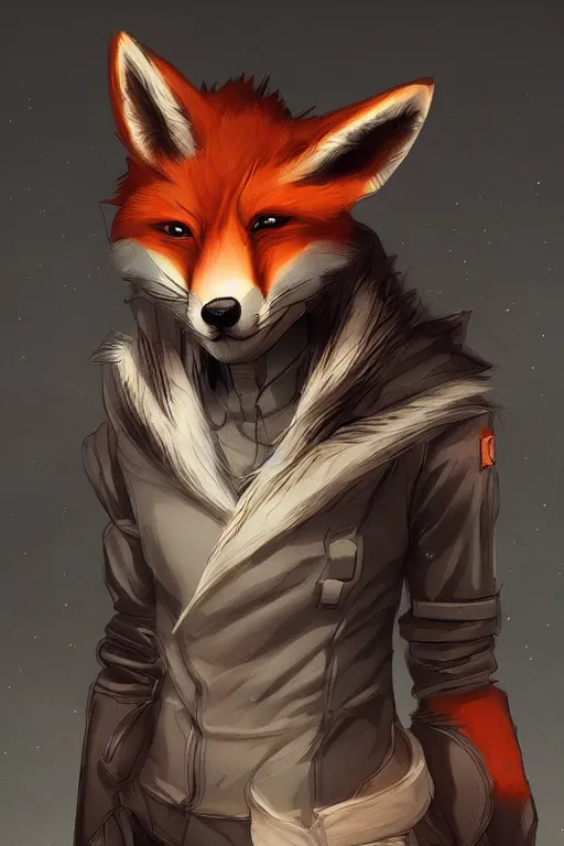 Image similar to a fox fursona, trending on artstation, by kawacy, furry art, digital art, cyberpunk, high quality, backlighting