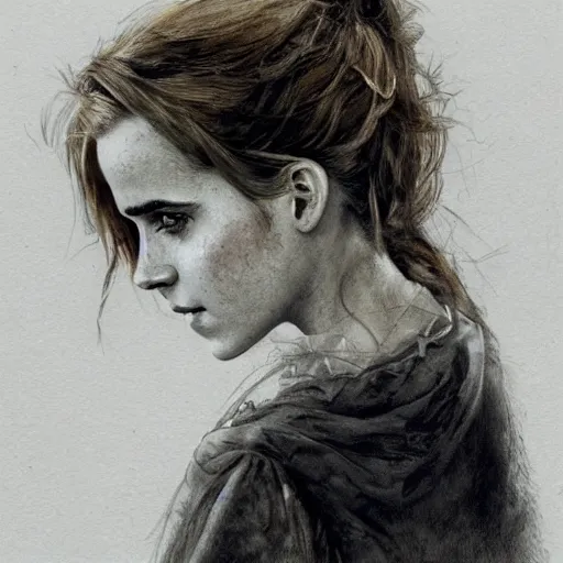 Prompt: emma watson, by jean - baptiste monge