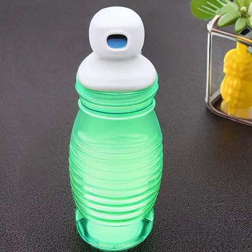 Prompt: Plastic Human Shaped Water Bottle, Water bottle queen