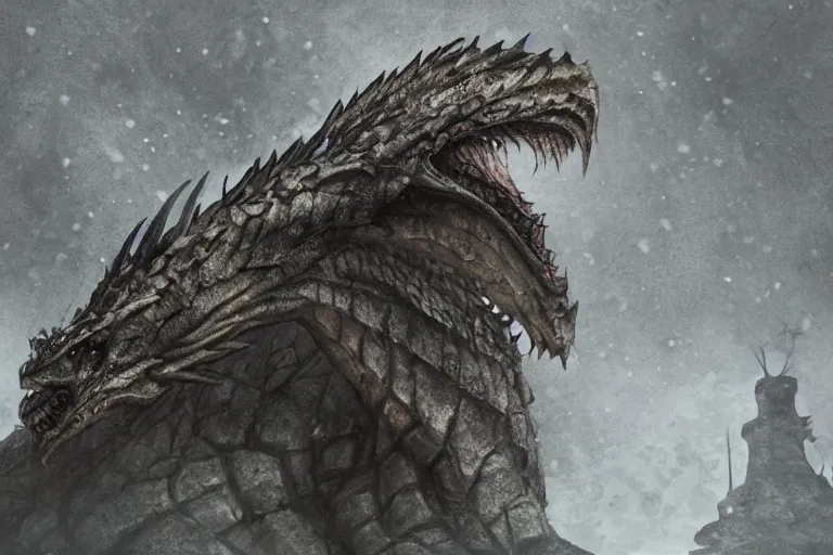 Prompt: photo of sad dragon from game of thrones on the sreets of depressive soviet russia, photorealism,