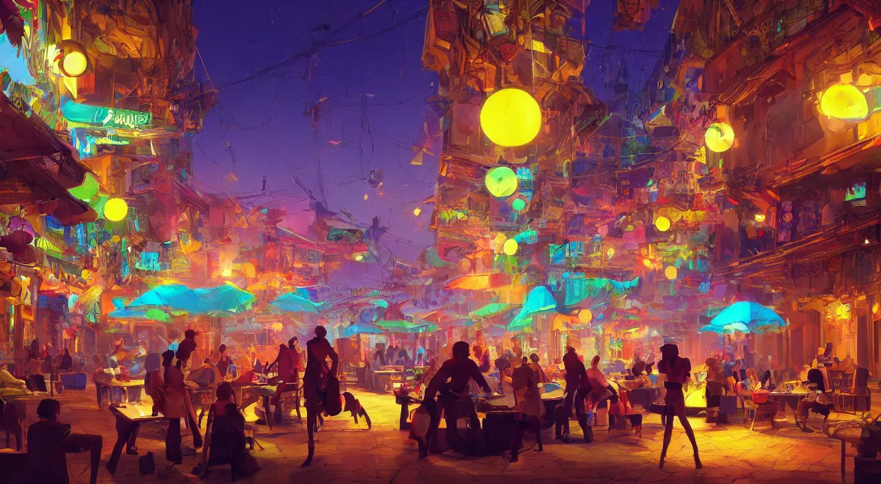 Image similar to bazaar zouk oriantal multicolorful sky shine place mosquet painting stylized digital video game icon global illumination ray tracing 8 k hd resolution, by ilya kuvshinov and cushart krentz and gilleard james