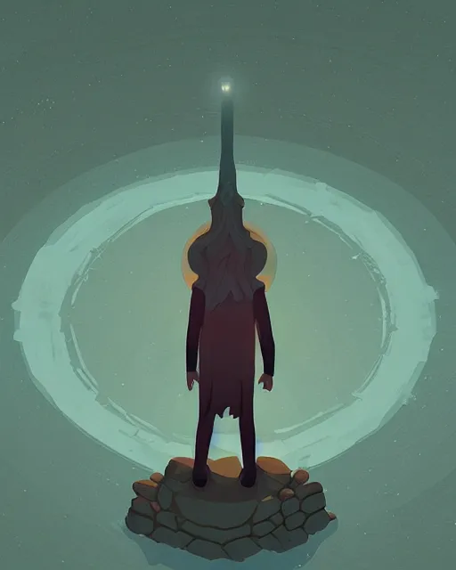 Image similar to a druid standing in a circle at the beginning of the world by james gilleard