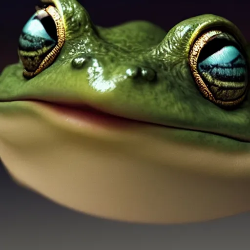 Image similar to hyperrealistic mixed media image of ( info wars alex jones ), frog face, stunning 3 d render inspired art by xiang duan and thomas eakes, perfect facial symmetry, hyper realistic texture, realistic, highly detailed attributes and atmosphere, dim volumetric cinematic lighting, 8 k octane detailed render, post - processing, masterpiece,