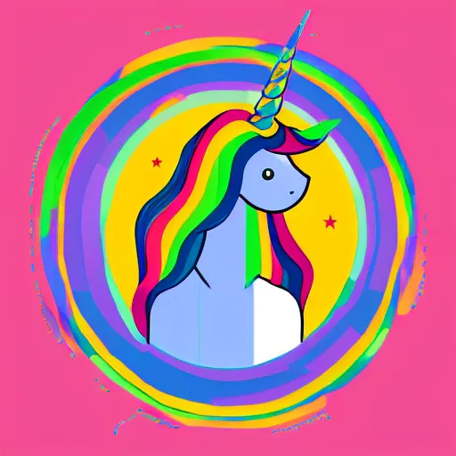 Image similar to Rainbow Robot Unicorn profile picture for social media sites. Limited palette, crisp vector line full body