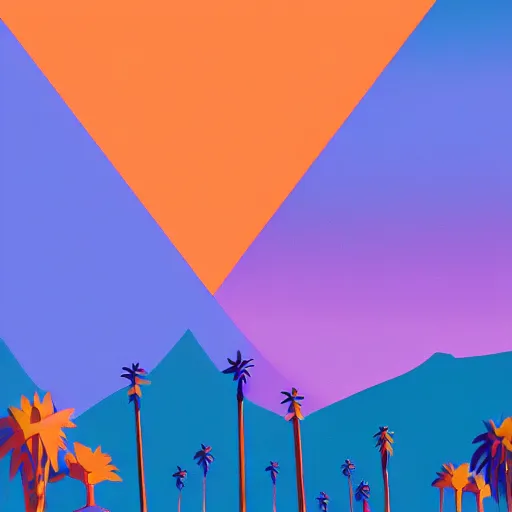 Image similar to a beautiful illustration of palm springs by James gilleard, color olive, color tangerine, artstation HD, geometric lines, HD, 4k, 8k