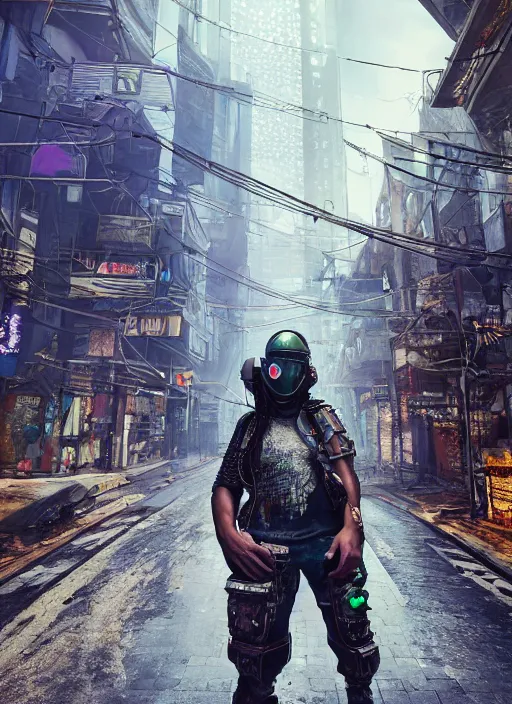 Image similar to hyperrealism, detailed textures, photorealistic 3 d cyberpunk octopus in apocalyptic city, futuristic clothing and helmet, ultra realistic, cinematic, intricate, cinematic light, unreal engine 8 k, octane render, unreal engine