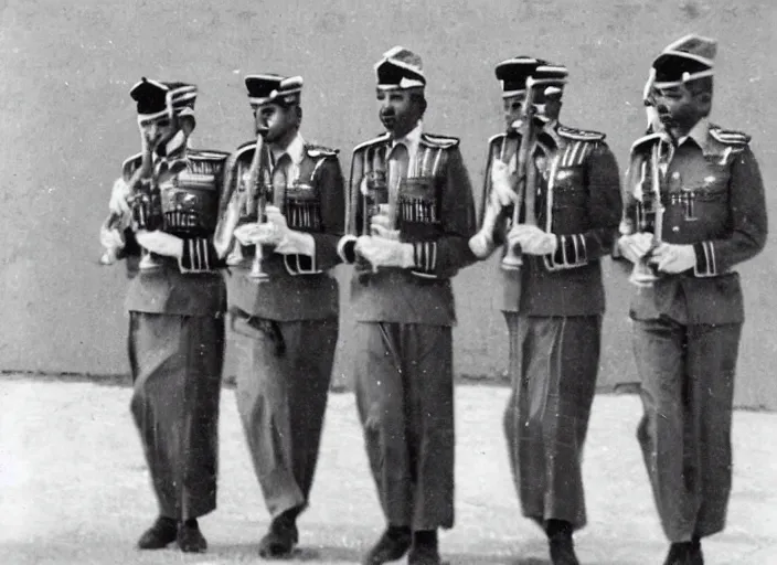 Image similar to saudi military band in 1950s, old photograph