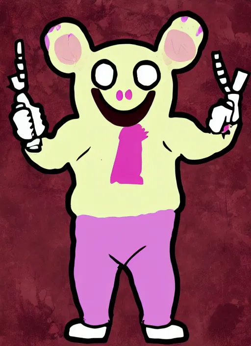 Prompt: Mr Blobby as a Dead by Daylight killer, character portrait