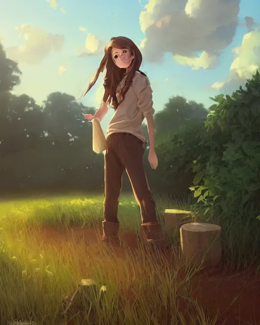 Prompt: ! dream a bricklayer girl making a brick wall on a farm, perfect shading, atmospheric lighting, by makoto shinkai, stanley artgerm lau, wlop, rossdraws