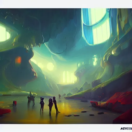 Prompt: a beautiful and vivid and colorful andreas rocha fantasy sci - fi acrylic paint illustration. a warp drive reaching infinite density. trending on artstation